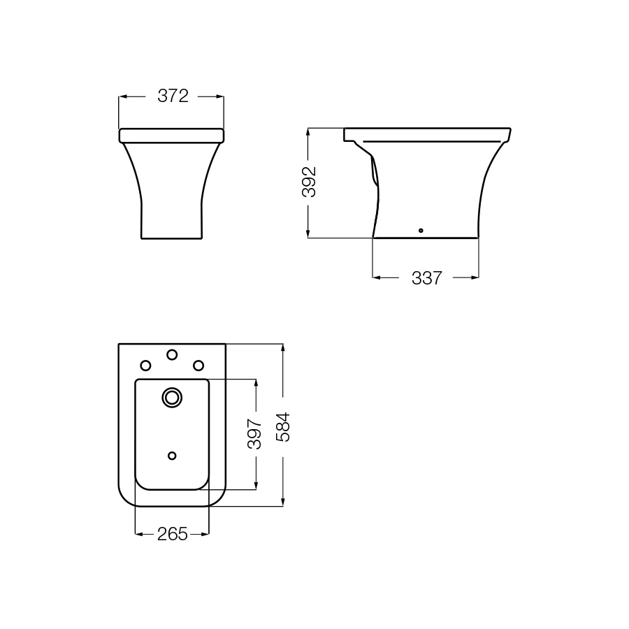 FERRUM MILENA - BIDET MILENA 3 AGUJERO - Cod:BDF3J - BL