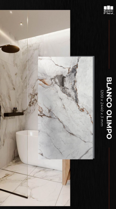 Lámina de simil marmol Blanco Olimpo - 2440 x 1220 x 3 MM - 2.98 m2