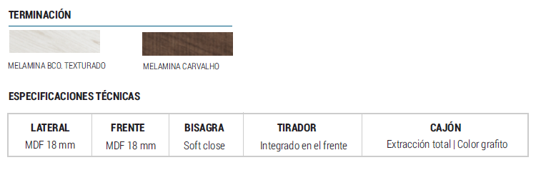 Muebles Schneider - Linea: Aqua - ARMARIO 40 AQUA Color: CARVALHO - AR40AQC