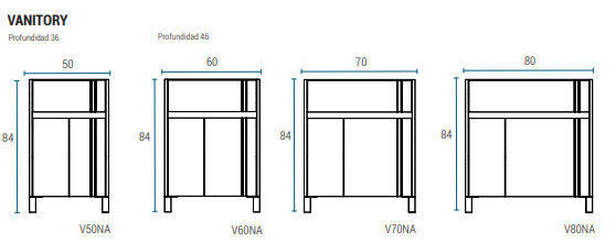 Muebles Schneider - Linea: Nature - VANITORY 70 NATURE Color: BLANCO TEXTURADO - V70NATXB