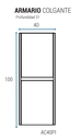 Muebles Schneider - Linea: Nature - ARMARIO COLGANTE 40 PIANO Color: BLANCO TEXTURADO - AC40PITXB
