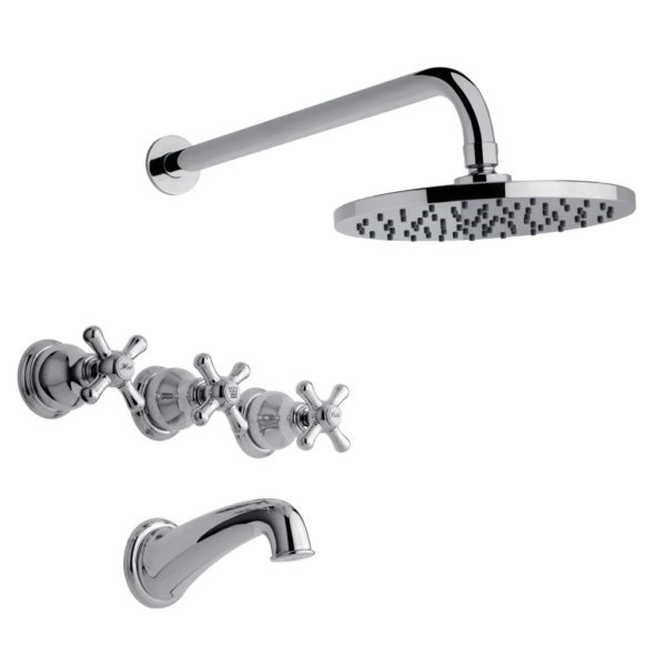 FV - Denisse – Juego para bañera y ducha - Dos y tres llaves - Cromo - Ceram.