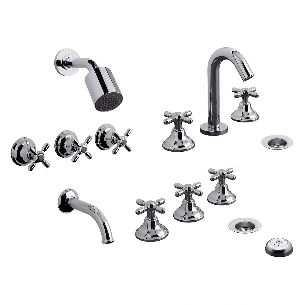 FV - B2P Newport Plus – Kit de grifería para baño - Kit completo. Dos y tres llaves - Trad.