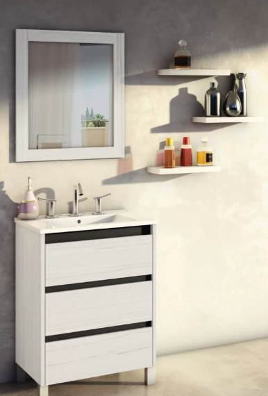 Muebles Schneider - Linea: Nature - VANITORY 60 PIANO Color: BLANCO TEXTURADO - V60PITXB
