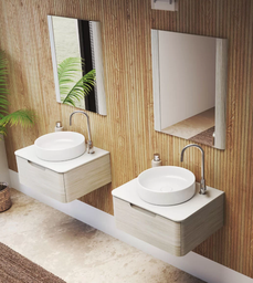 [EC60UNPBS] Muebles Schneider - Linea: UNIQUE - Espejo curvo 60 cm - Color: Blanco satinado